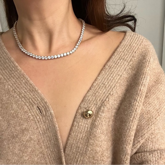 NEW Diamonique Sterling Silver Tennis Necklaces - Picture 2 of 7